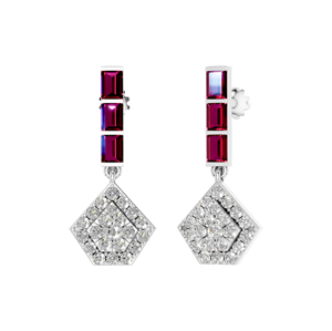 Baguette Lab Grown Ruby Diamond Drop Pendientes Lujo Moda Declaración Joyería fina en 950 Platino Blanco Amarillo Oro Opciones - Product Image 3