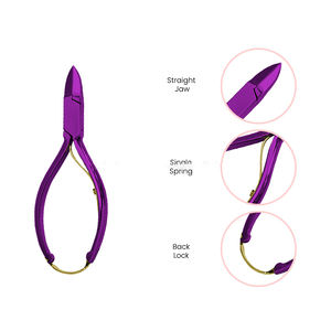 Hermoso cortaúñas de acero inoxidable con acento dorado, hoja recta rosa púrpura, cortador de dedos de los pies profesional personalizado, salón - Product Image 2