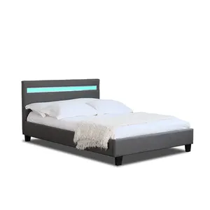 Bester Preis PRADO LED-Bett in einer Box LED-Licht vorne Kopfteil weiß und schwarz Farbe Bed frame Bulk Supplier aus Malaysia