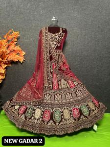 Lehenga choli เจ้าสาวสำหรับงานแต่งงาน12 kali Flair 4เมตร ghera คู่ dupatta หนัก jarbutti ฤดูหนาวฤดูร้อน - Product Image 2