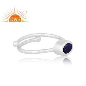 Venta caliente 925 Plata de Ley fina Lapislázuli natural Anillo ajustable Fabricante de joyas - Product Image 3