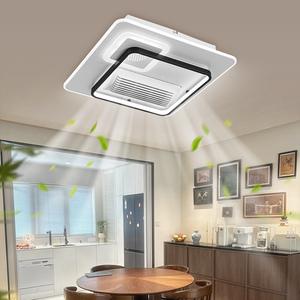 # Ventilateur de plafond sans pales 5015S contemporain à moteur DC, contrôle intelligent, 6 vitesses, télécommande, lumière LED dimmable pour chambre à coucher - Fonctionnement silencieux - Product Image 1