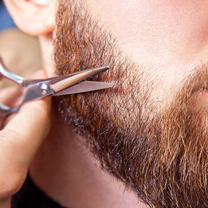 Ciseaux à barbe droits en acier inoxydable, ciseaux à moustache, repose-doigts fixe, outil de beauté pour les cheveux - Product Image 5