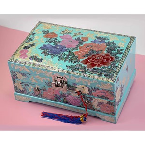 Decorative Blue Metal Floral Jewellery <b>Box</b> Handmade Stylish Organizer Perfect for Vanity Bedroom Office and Gift Use From India - Product Image 1