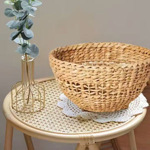 Wholesale Factory Handcrafted Water Hyacinth Serving Bowl Natural Woven <b>Round</b> <b>Basket</b> for <b>Storage</b> and Bowls - Product Image 4
