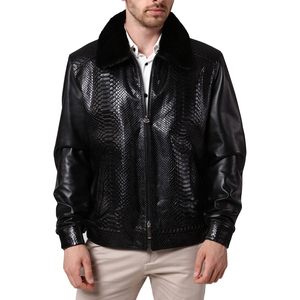 Luxury for Leather <b>Jacket</b> for <b>Men</b> Handcrafted Real Exotic Skin Premium Finish OEM Branding Long <b>Thin</b> Waterproof Breathable - Product Image 1