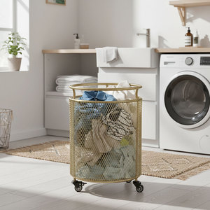 Cesto de Ropa Portátil KPT68017, Organizador de Ropa de Hierro con Recubrimiento en Polvo, Tipo Vertical para Baño, Incluye Tela de PP - Product Image 2