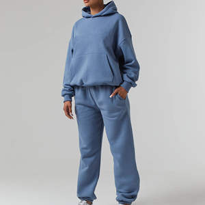 Vente en gros de survêtements deux pièces personnalisés survêtement à capuche pour femme survêtement en coton ajusté de haute qualité logo personnalisé et design OEM - Product Image 4