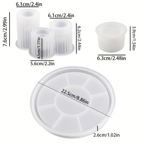 Ensemble de moules en silicone de 5 pièces, chandelier rayé, plateau circulaire, plateau de rangement pour moules en silicone, chandelier cylindrique rayé - Product Image 6