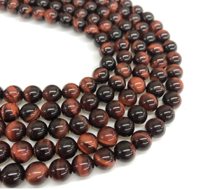 Natural Crystal Necklace with Smooth Tiger Eye <b>Beads</b> Polished <b>Red</b> Stone Jewelry Loose Strand Wholesaler Gemstone for Healing - Product Image 3
