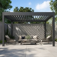 Gazebo de jardin à toit rigide avec finition anthracite thermolaquée et auvent à lames orientables résistant aux intempéries pour un confort quotidien en extérieur