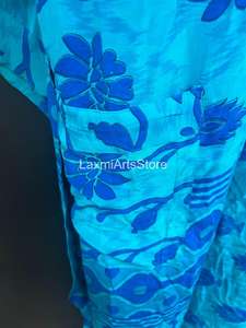 Boho Crepe <b>Silk</b> Sari <b>Kimono</b> Robe | Handmade Womens Wrap with Elastic Waist | Spring Summer Autumn Beachwear Loungewear Gift - Product Image 4