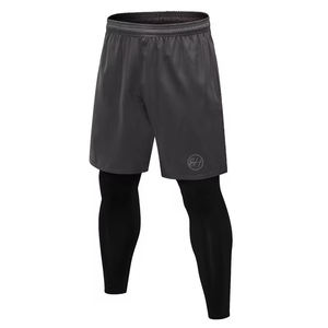 Pantalones cortos ligeros para correr de verano para hombre, pantalones cortos 2 en 1 de secado rápido para entrenamiento físico con cintura elástica, patrón sólido, logotipo personalizado OEM - Product Image 3