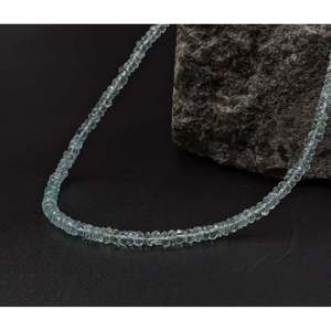 Collier unisexe en perles rondes fines 100% naturelles en aquamarine, à porter tous les jours - Product Image 1