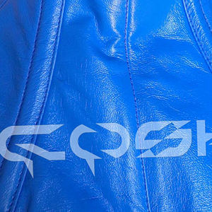 Corset de cou gothique à col haut en similicuir bleu avec baleines en acier pour fétichistes - Product Image 3