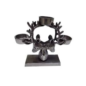 Porte-bougie à 3 bougies en forme de tête de cerf très demandé sur une base carrée, parfait pour Noël, Diwali, la décoration de table festive, la maison et les fêtes - Product Image 2
