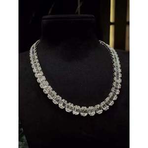 SHREYA DIAM Luxury Women's 10mm Emerald Cut Moissanite Statement Necklace 925 Silver/Plated Channel Setting Geometric Wedding - Product Image 2