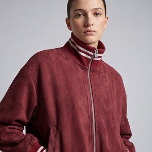 Teddy <b>Jacket</b> with Zipper, Loose Fit, <b>Suede</b>-Like Fabric, Striped Stand-Up Collar, Pockets, One Size Fits All (Sizes 36–44) - Product Image 3