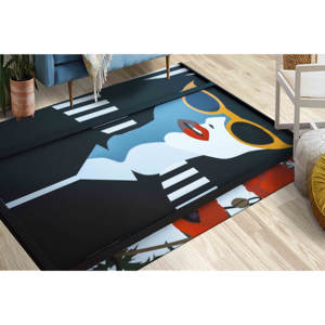 Tapis imprimé avec illustration de femme minimaliste, moderne, doux, lavable en machine, cadeau de mariage, avec poils doux - Product Image 3