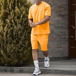 Wholesale Custom Summer Men Short Sleeve <b>T</b> Shirt Shorts Two Pieces Breathable Fitness Set Casual Tracksuit Gym Wear Short Set - Product Image 3