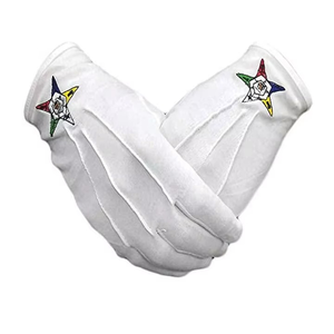 Gants à main maçonniques en coton brodé avec logo personnalisé unisexe extensible symbole de l'étoile de l'Est doux et respirant pour les services de l'église - Product Image 6