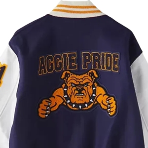 North Carolina A & T Aggie Varsity Jacket Mangas de cuero Bordado personalizado College Spirit Jacket - Product Image 5