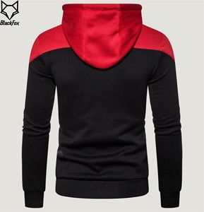 Men's Hooded Zip-Up Sweatshirt Color Blocking Slim Fit Casual Autumn Wear Red Black French Terry Material - Product Image 2