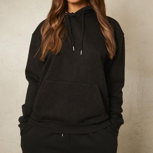 Pull à capuche en coton épais avec fermeture éclair complète, imprimé Logo personnalisé, couleur unie, grande taille, épaules tombantes, vente en gros - Product Image 3