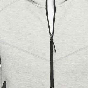Men's Gray Hooded Zip-Up Sweatshirt Regular Fit Solid <b>Colour</b> Casual Fleece Jacket With Side Pockets Autumn Wear 2027 - Product Image 5