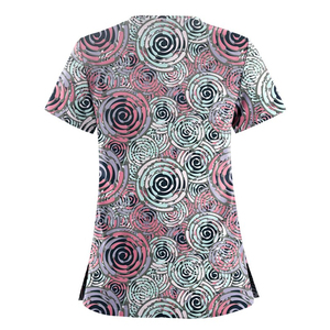 V-Neck Scrubs Imprimé Scrub Tops Impression Personnalisée Scrubs Uniforme pour Salon de Beauté Femmes Hôpital Soins Infirmiers Médicaux Stretch À Quatre Voies - Product Image 6