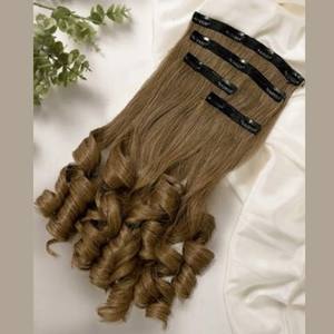 Ensemble d'extension de cheveux à clipser 4 pièces de couleur marron naturel 100% non transformés durables et bruts Remy Extension de cheveux ondulés en cheveux humains - Product Image 1