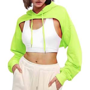 Sudaderas con capucha recortadas de alta calidad para mujer, ropa deportiva, sudaderas con capucha, ropa de mujer de talla grande, transpirable, informal, con capucha - Product Image 5