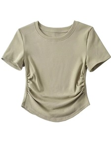 เสื้อยืดคอกลมแขนสั้นสำหรับผู้หญิง, เสื้อยืดลำลอง2025มีรายละเอียดด้านข้าง - Product Image 3