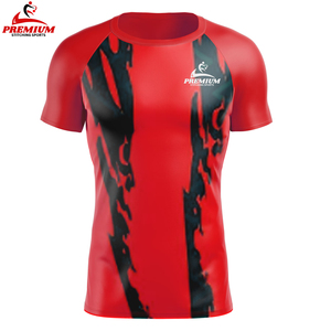 Venta al por mayor de secado rápido cómodo hombres Rash Guard para la venta Color sólido hombres manga corta Rash Guard para ropa de Fitness - Product Image 1