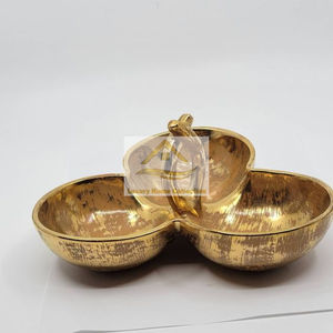 ชามแฟนซีดอกบัวรูปร่างสีเงินสามในหนึ่งเดียวที่มีสีทองจับอาหารเย็นคุณภาพที่เหนือกว่าเสิร์ฟจานและชาม - Product Image 3