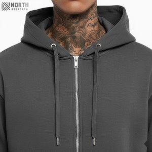 Conjuntos de joggers de lana de algodón para hombre, chándal de invierno, sudaderas con capucha y pantalones acampanados con cremallera bordados, chándal - Product Image 6