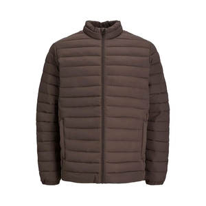 Vestes pour hommes | Veste pour homme Veste matelassée marron foncé avec matelassage horizontal, vêtements d'extérieur d'hiver légers avec fermeture à glissière. - Product Image 1