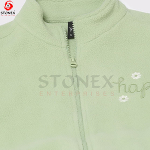 Women's Fashion Long Sleeve Polyester Sweatshirt <b>Stand</b> Collar Half Zipper <b>Crystal</b> Front Logo Customized Logo for Winter Season - Product Image 5