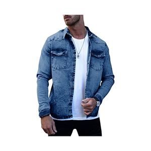 Chaqueta de Mezclilla Ligera Personalizada para Hombre – Chaqueta de Jeans Premium de Manga Larga con Logotipo Personalizado, Ropa Casual Urbana, Venta al Por Mayor OEM de Alta Calidad - Product Image 2