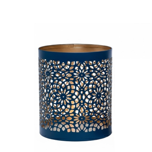 Juego de 3 Portavelas Votivas de Metal Negro y Dorado Hechos a Mano, Soporte Decorativo para Velas de Té de Hierro con Diseño Calado Jali en Venta - Product Image 6