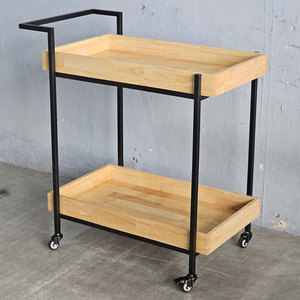 Gena 80x46x95cm Mobile <b>Trolley</b> Shelf Rubber Wood KB68023 for Kitchen Tableware - Product Image 3