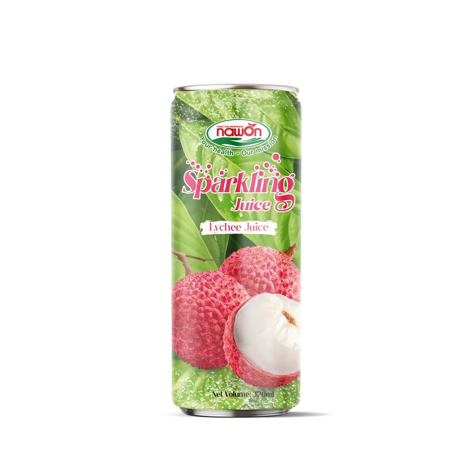 NAWON Lychee Sparkling Juice In 320ml Alu Can - Natural Ingredients Good For Health Shelf-life 18 Months