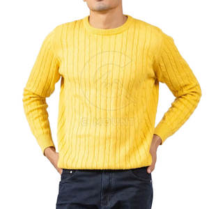 Suéteres informales de punto ajustados para hombre, suéter de cuello redondo de invierno transpirable grueso cómodo para hombre - Product Image 1