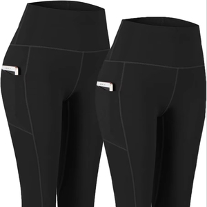 Pantalon de yoga extensible 4 voies respirant taille haute avec leggings de course d'entraînement de contrôle du ventre de poche - Product Image 2