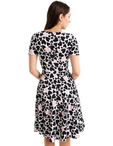 SRJ EXPORTS Women's Summer Soft Jersey Fabric <b>Pink</b> Heart Print Faux <b>Wrap</b> Front Flippy Skirt A-Line Sleeveless Mini Dress - Product Image 4