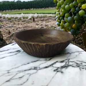 Bol de service de salade de fruits de ferme Vintage antique Texture artisanale bois de manguier Logo personnalisé gravure ensemble de vaisselle naturelle - Product Image 6