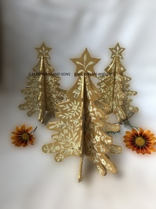 Arbre de Noël en papier Kashmiri 3D fabriqué à la main Décor de fête élégant avec détail artistique comprenant des ornements de boule et d'arbre - Product Image 4