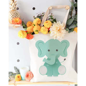 Sac fourre-tout en toile de coton écologique motif éléphant, personnalisable, taille moyenne, avec ruban et fermeture éclair, impression par transfert thermique, pour usage quotidien et cadeaux - Product Image 3