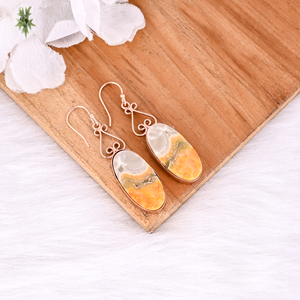 Pendientes de tuerca al por mayor con diseño de abeja, de jaspe, chapados en oro rosa, hechos a mano, joyería de diseñador, pendientes de moda - Product Image 3