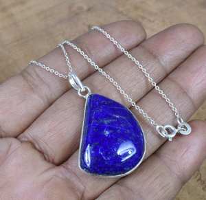 Collar con Colgante de Plata de Ley con Lapislázuli, Piedra de Nacimiento de Diciembre, Joyería de Piedras Preciosas Hecha a Mano para Mujer, Regalo - Product Image 4